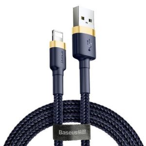 Baseus Cafule CALKLF-BV3 USB Lightning adat- és töltőkábel, 2.4A, 1m, sötétkék-arany