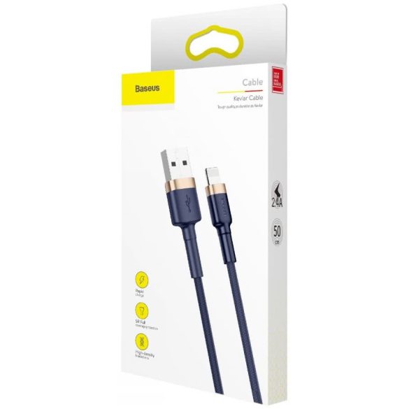 Baseus Cafule CALKLF-BV3 USB Lightning adat- és töltőkábel, 2.4A, 1m, sötétkék-arany