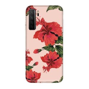 Casegadget Huawei P40 Lite 5G/Nova 7 SE hibiszkusz mintás, tok, hátlap, színes