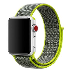 Apple Watch nylon 40mm óraszíj tépőzáras rögzítéssel, szürke-zöld