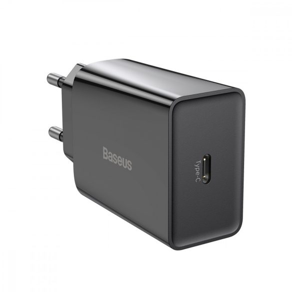 Baseus CCFS-SN01 USB-C, Speed Mini Quick Charger hálózati töltő adapter, gyorstöltés, 20W, QC, PD, 3A, fekete