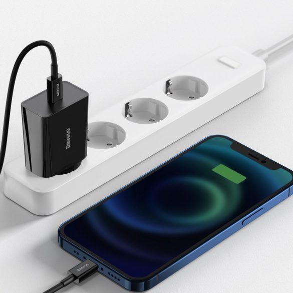 Baseus CCFS-SN01 USB-C, Speed Mini Quick Charger hálózati töltő adapter, gyorstöltés, 20W, QC, PD, 3A, fekete