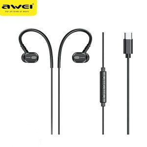 AWEI TC-6 vezetékes headset, fülhallgató, USB-C, fekete