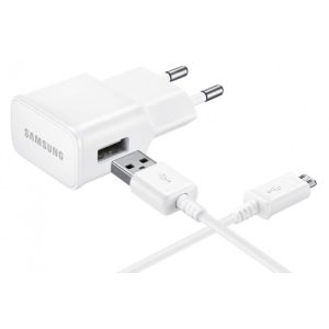 Samsung EP-TA50EWE + ECB-DU4AWE USB-A gyári hálózati adapter USB-A/Micro-USB kábellel, 8W, (doboz nélküli), fehér