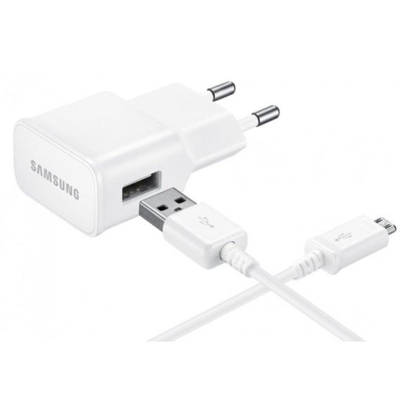 Samsung EP-TA50EWE + ECB-DU4AWE USB-A gyári hálózati adapter USB-A/Micro-USB kábellel, 8W, (doboz nélküli), fehér