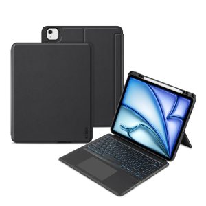 Tech-Protect Sc Pen + Keyboard iPad Air 13 (2024) oldalra nyíló okos tok, érintőceruza tartóval, billentyűzettel, fekete