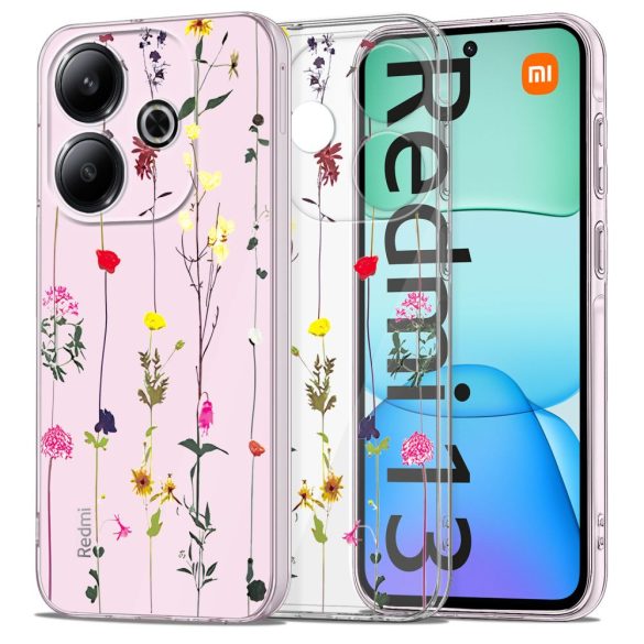 Tech-Protect Flexair Garden Floral Xiaomi Redmi 13 szilikon hátlap, tok, mintás-átlátszó