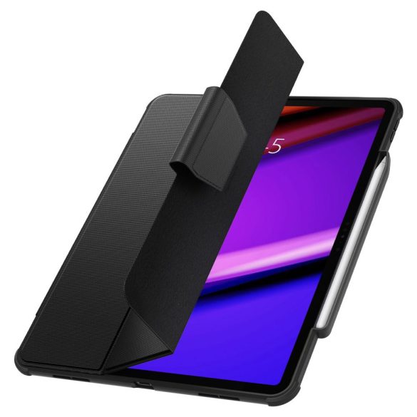 Spigen Rugged Armor iPad Air 13 (2024) oldalra nyíló ütésálló okos tok, érintőceruza tartóval, fekete