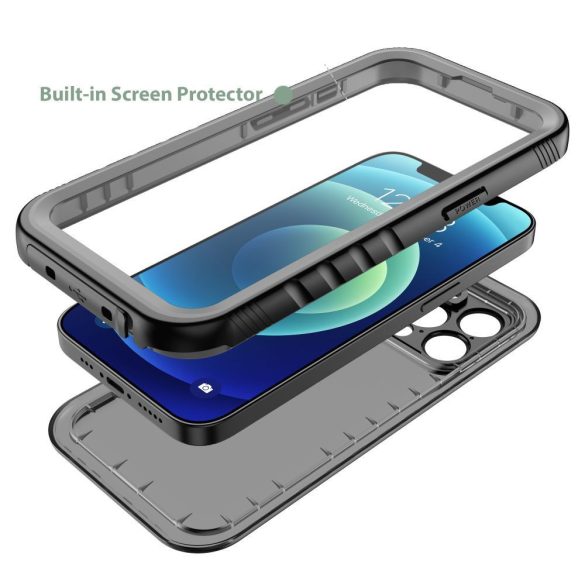 Tech-Protect Shellbox IP68 iPhone 14 Pro Max vízálló, ütésálló előlap+hátlap, tok, fekete