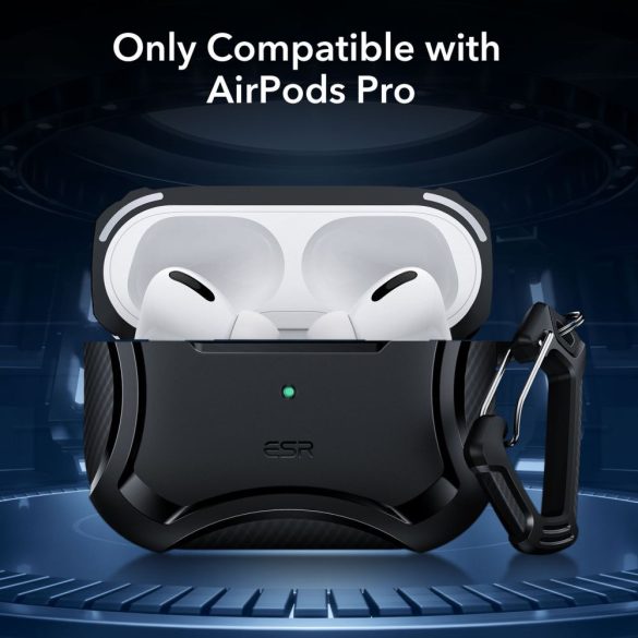 ESR Cyber Armor Halolock Apple Airpods Pro 1/2 Magsafe kompatibilis ütésálló tok, fekete