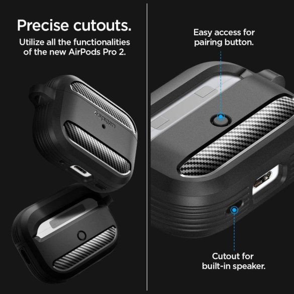 Spigen Rugged Armor Apple Airpods Pro 1 / 2 ütésálló tok, fekete