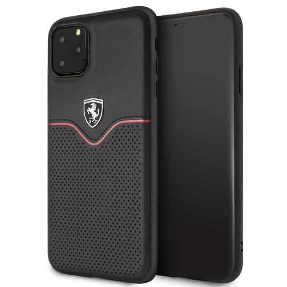 Ferrari iPhone 11 Pro Max Off Track Victory eredeti bőr (FEOVEHCN65BK) hátlap, tok, fekete