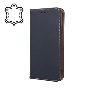 Genuine Leather Smart Pro Xiaomi Redmi Note 10/Note 10S eredeti bőr oldalra nyíló tok, fekete