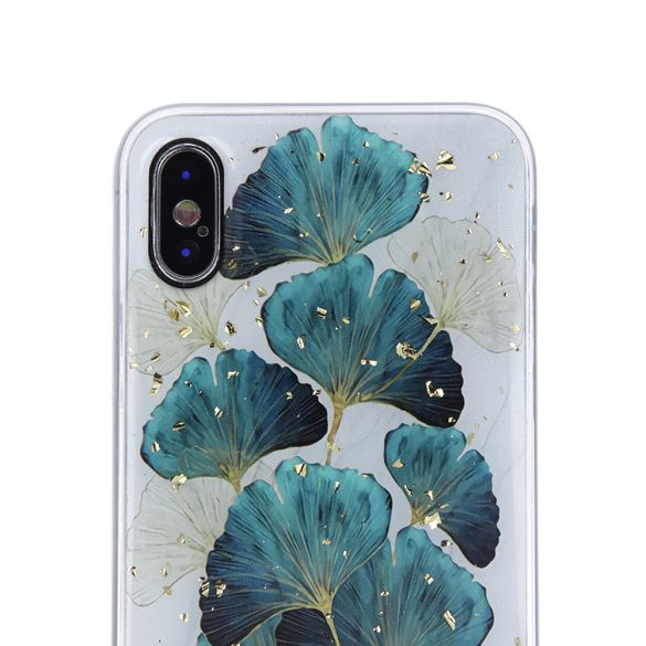 Gold Glam Leaves Case Samsung Galaxy A12/M12 hátlap, tok, mintás, színes