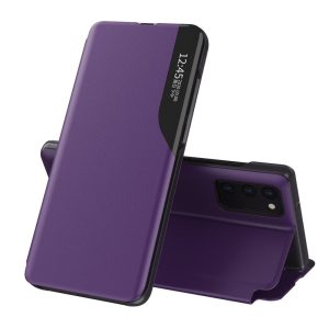 Eco Leather View Case Samsung Galaxy A22 4G oldalra nyíló tok, lila