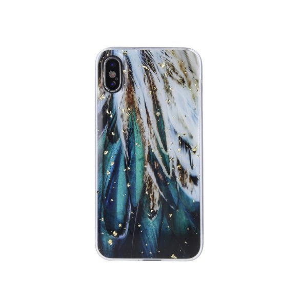 Gold Glam Feathers Case Xiaomi 12 5G/12X 5G/12S 5G 5G hátlap, tok, mintás, színes