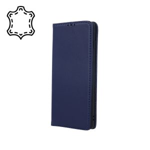 Genuine Leather Smart Pro Samsung Galaxy A34 5G eredeti bőr oldalra nyíló tok, sötétkék