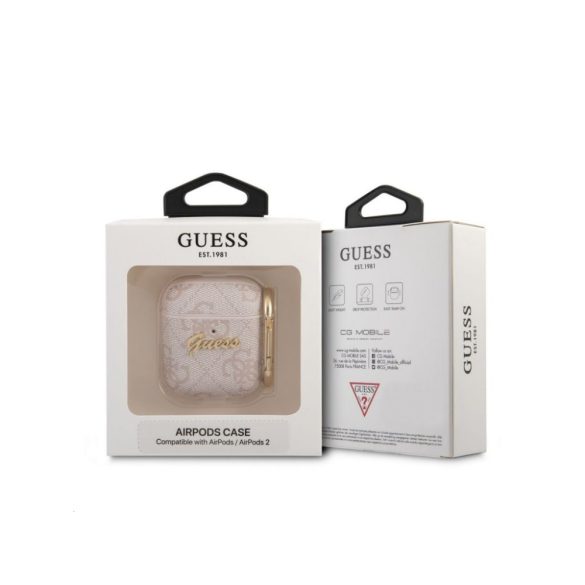 Guess Airpods 4G Script Metal Collection (GUA24GSMP) hátlap, tok, rózsaszín