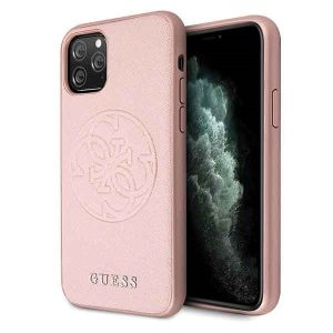 Guess Saffiano 4G Circle iPhone 11 Pro (GUHCN58RSSASRG) hátlap, tok, rozé arany