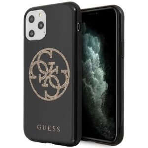 Guess iPhone 11 Pro 4G Glitter Circle Logo (GUHCN58TPUBKGLG) hátlap, tok, fekete