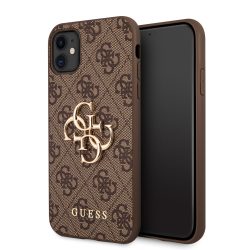   Guess iPhone 11 4G Big Metal Logo (GUHCN614GMGBR) hátlap, tok, barna