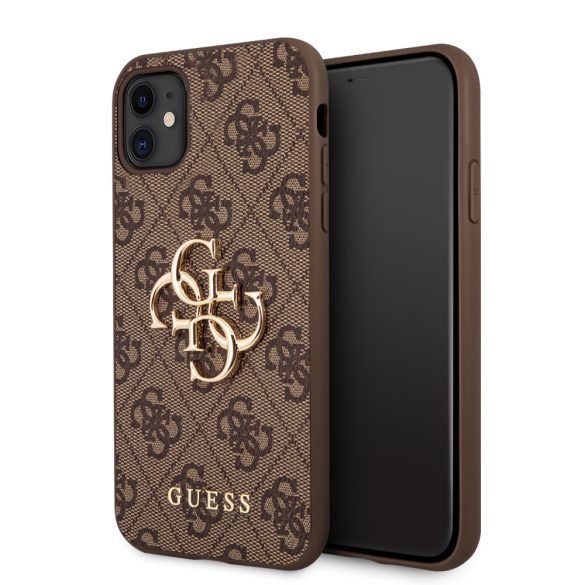 Guess iPhone 11 4G Big Metal Logo (GUHCN614GMGBR) hátlap, tok, barna