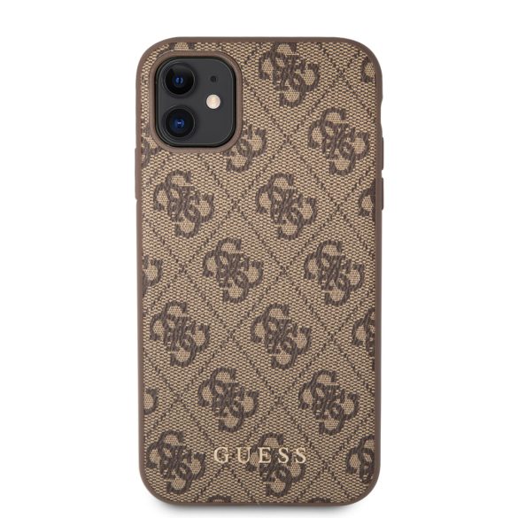 Guess iPhone 11 4G Metal Gold Logo (GUHCN61G4GFBR) hátlap, tok, barna