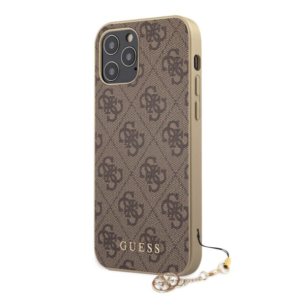 Guess iPhone 12 Pro Max 4G Charms (GUHCP12LGF4GBR) hátlap, tok, barna