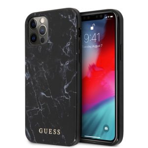 Guess iPhone 12 Pro Max Marble Case márvány mintás (GUHCP12LPCUMABK) hátlap, tok, fekete