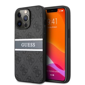 Guess iPhone 13 Pro 4G Stripe (GUHCP13L4GDGR) hátlap, tok, szürke