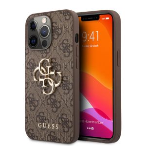 Guess iPhone 13 Pro 4G Big Metal Logo (GUHCP13L4GMGBR) hátlap, tok, barna