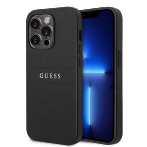 Guess iPhone 14 Pro PU Leather Saffiano (GUHCP14LPSASBBK) hátlap, tok, fekete