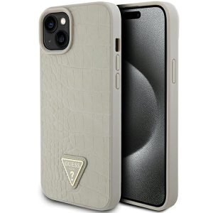 Guess iPhone 13/14/15 Croco Triangle Metal Logo (GUHCP15SPCRTHCD) hátlap, tok, arany