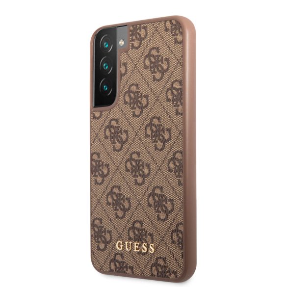 Guess Samsung Galaxy S22 Plus 4G Metal Gold Logo (GUHCS22MG4GFBR) hátlap, tok, barna