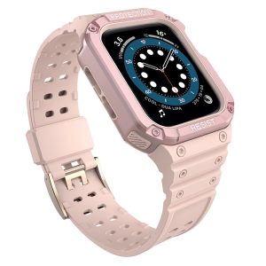 Protect Strap Band Apple Watch 7/SE, 42/44/45mm ütésálló tok és óraszíj, rózsaszín