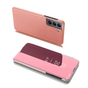 Clear View Case Flip Cover For Samsung Galaxy S22 Plus oldalra nyíló tok, rózsaszín