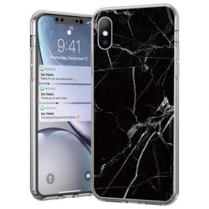 Wozinsky Marble cover Samsung Galaxy A22 5G márvány mintás hátlap, tok, fekete