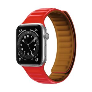 Magnetic Strap Apple Watch 7/8/9, 45mm mágneses óraszíj, piros