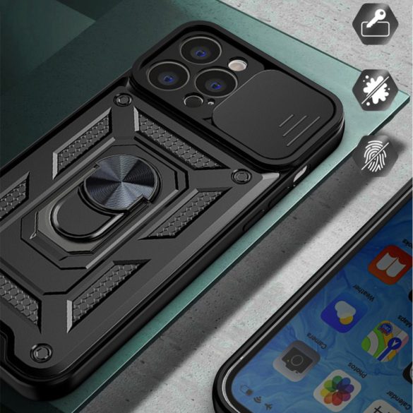 Hybrid Armor Camshield Case iPhone 14 ütésálló hátlap, tok, fekete