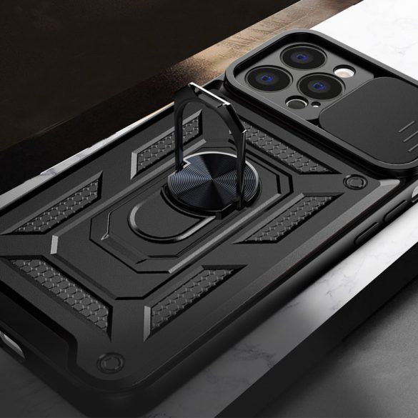 Hybrid Armor Camshield Case iPhone 14 ütésálló hátlap, tok, fekete