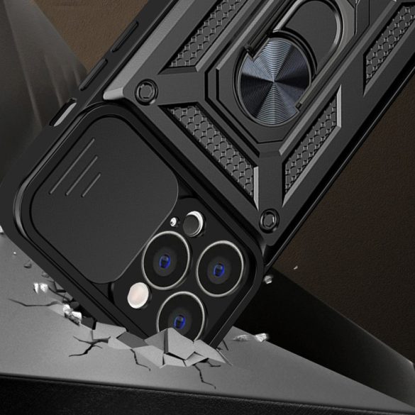 Hybrid Armor Camshield Case iPhone 14 Plus ütésálló hátlap, tok, fekete