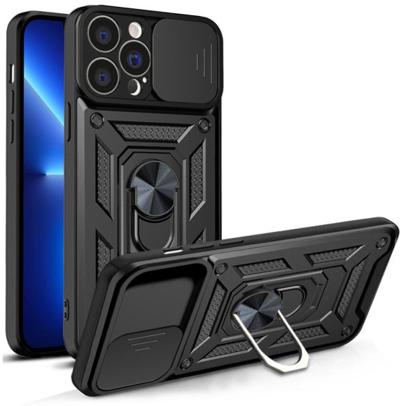 Hybrid Armor Camshield Case iPhone 13 Pro Max ütésálló hátlap, tok, fekete