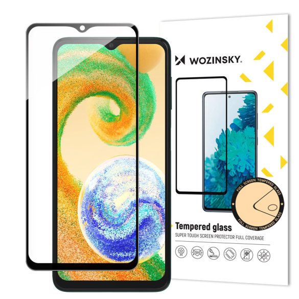 Wozinsky Samsung Galaxy A04s Glass Screen 5D Full Glue teljes kijelzős edzett üvegfólia, 9H keménységű, fekete