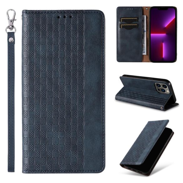 Magnet Strap Case Samsung Galaxy A34 5G oldalra nyíló tok, sötétkék