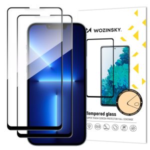 Wozinsky 2db Glass Screen 5D Full Glue iPhone 13/13 Pro/14 teljes kijelzős edzett üvegfólia, 9H keménységű, tokbarát, fekete