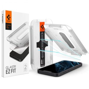 Spigen 2db Tempered Glass iPhone 13 Pro Max 2.5 D nem teljes kijelzős üvegfólia felrakókerettel, 9H keménységű, átlátszó