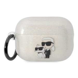 Karl Lagerfeld Airpods Pro 2 Glitter Karl&Choupette (KLAP2HNKCTGT) tok, átlátszó