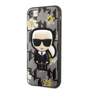 Karl LagerfeldiPhone 7/8/SE (2020/2022) Ikonik Flower (KLHCI8PMNFIK1) hátlap, tok, sötétszürke