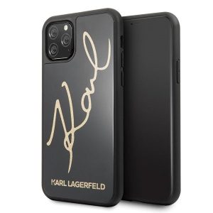 Karl Lagerfeld iPhone 11 Pro Hard Case Glitter Signature (KLHCN58DLKSBK) hátlap, tok, fekete