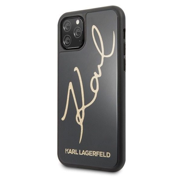 Karl Lagerfeld iPhone 11 Pro Hard Case Glitter Signature (KLHCN58DLKSBK) hátlap, tok, fekete